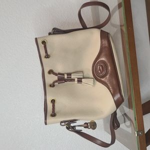 Vintage Dooney & Bourke cinch bucket bag bisque or cream & tan